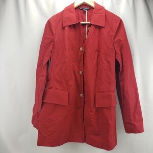 Banana Republic Red Short Length Button Up Trench Coat Size M